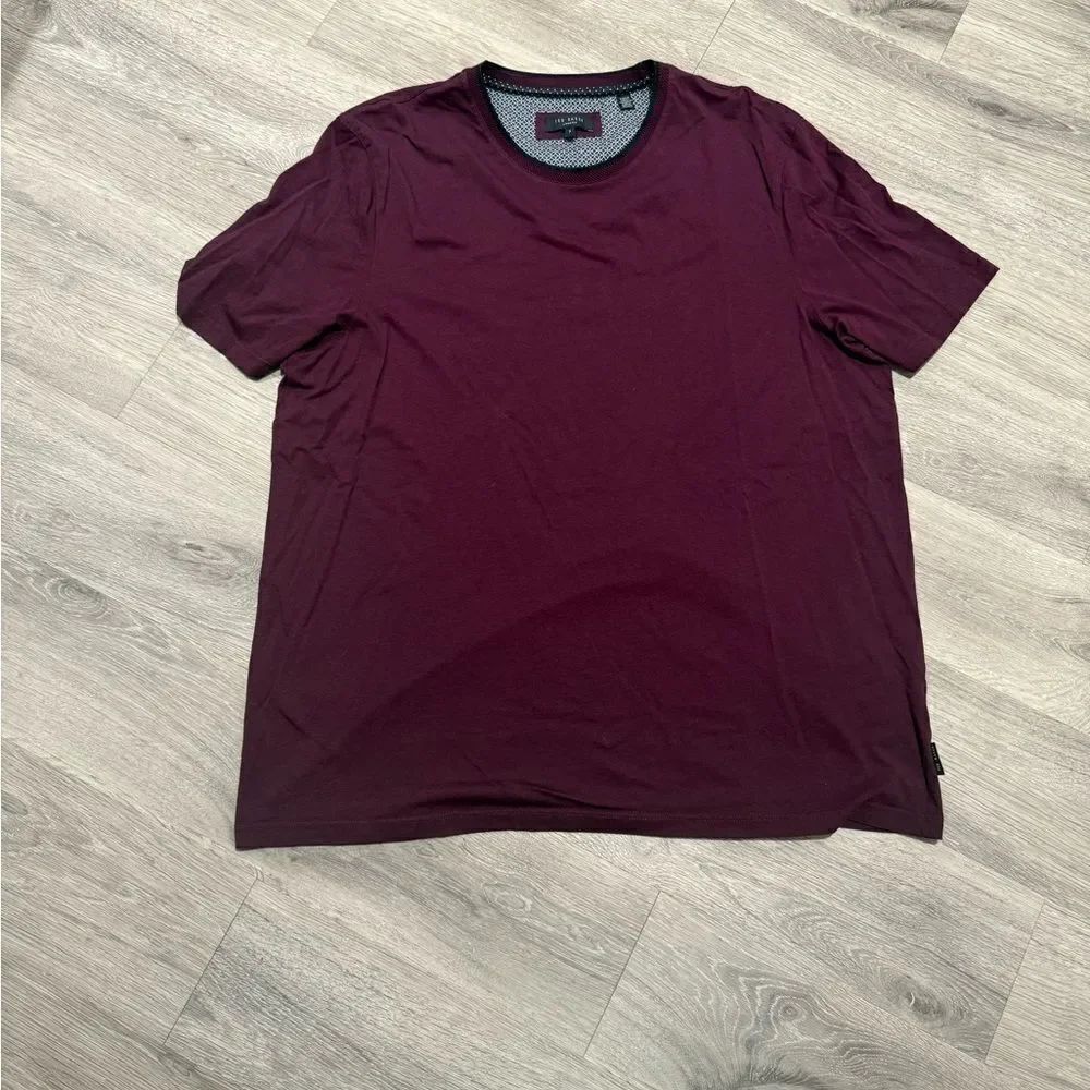 Ted Baker Men's Plum T-Shirt with embroidered neckline